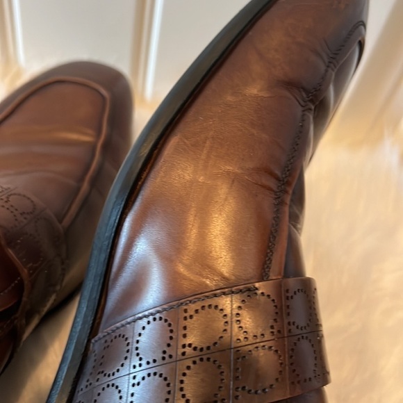Salvatore Ferragamo Goliath Italian Leather brown Loafers perforated size 9.5D main image 11